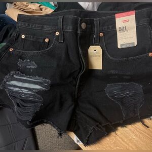 Levi’s 501 black denim jean shorts. Size 30. Never worn